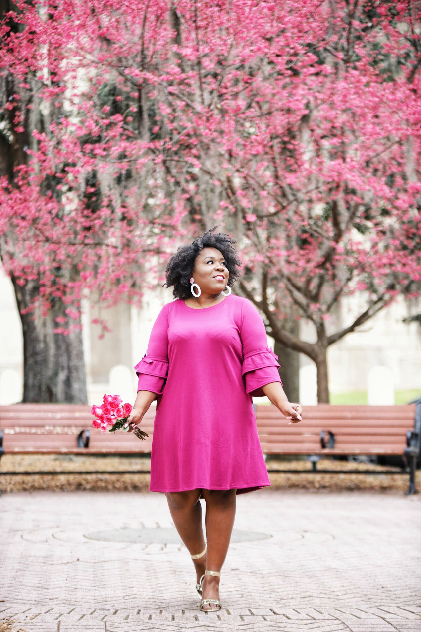 pink dress plus size