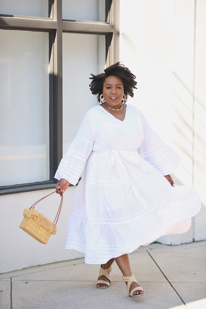 plus size white dress with sleeves